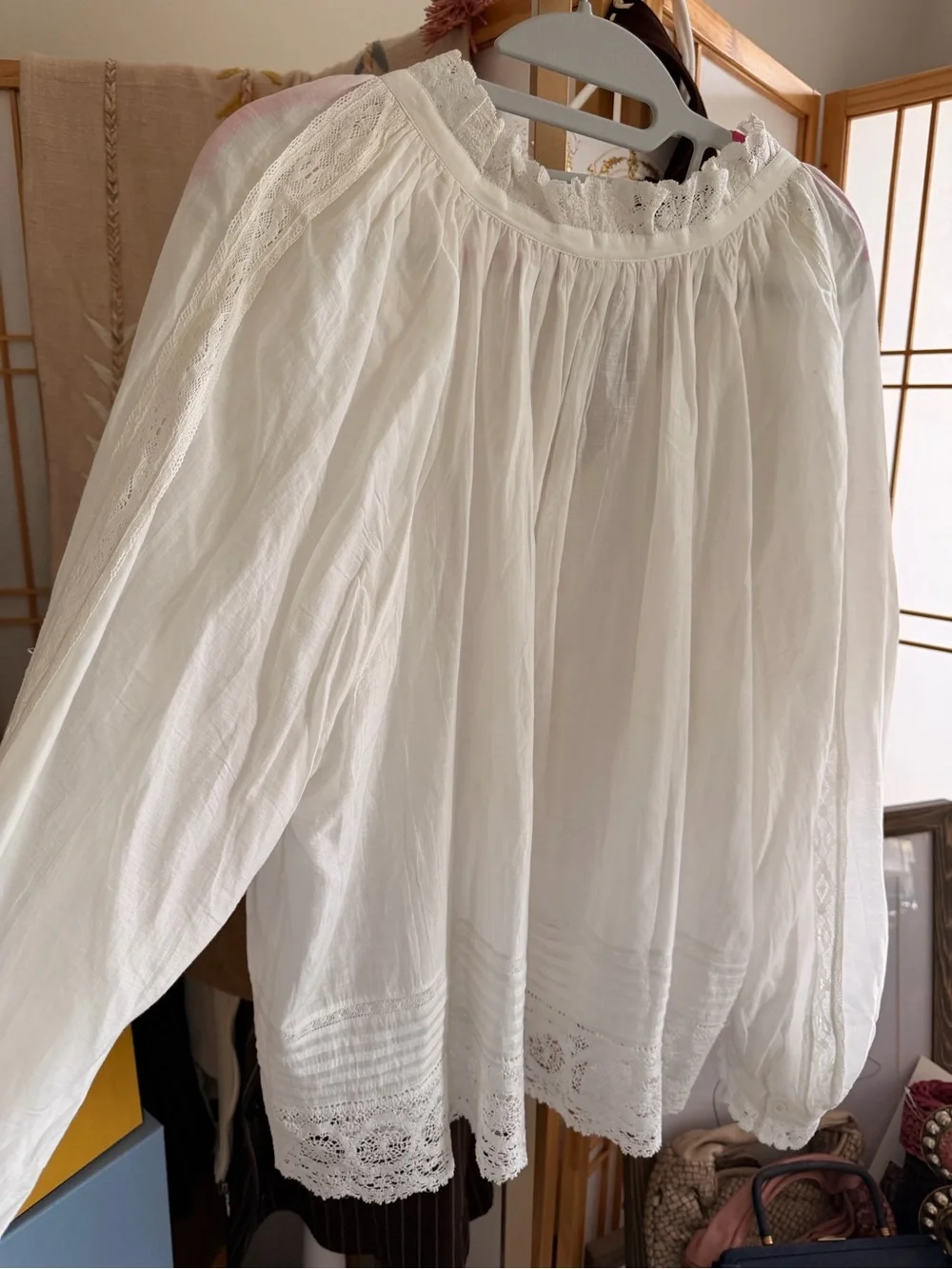 Zadig & Voltaire Theresa Cotton Lace Boho Blouse White Size L - Picture 9 of 13